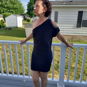 Punk Spiked Shoulder Dress